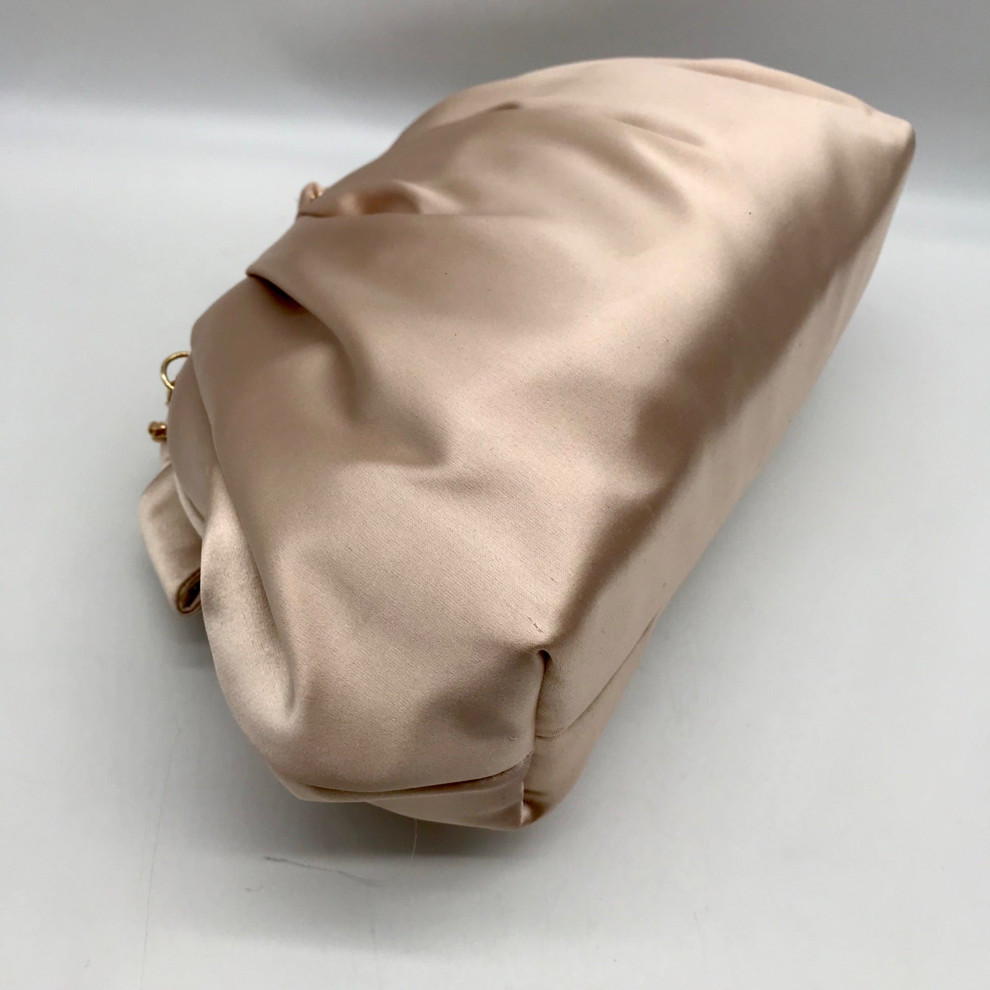 Badgley Mischka Champagne Posey Satin Bow Convertible Clutch Bag