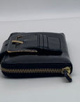 Ted Baker Black Patent Leather Buckle Zip Around Wallet