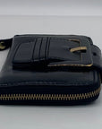 Ted Baker Black Patent Leather Buckle Zip Around Wallet