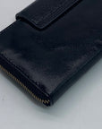 Ted Baker Black Patent Leather Buckle Zip Around Wallet