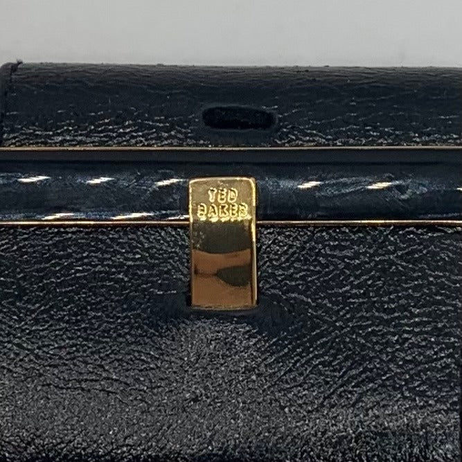 Ted Baker Black Patent Leather Buckle Zip Around Wallet