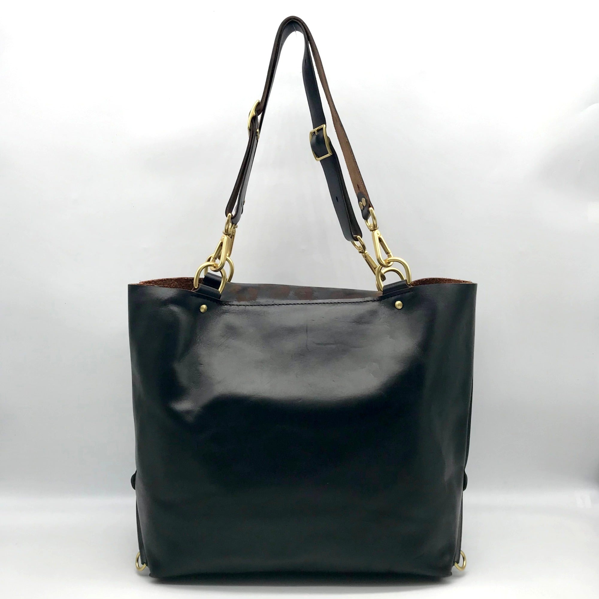 Form Function Form Black Horween Leather &amp; Animal Print Flap 3 Way Bag
