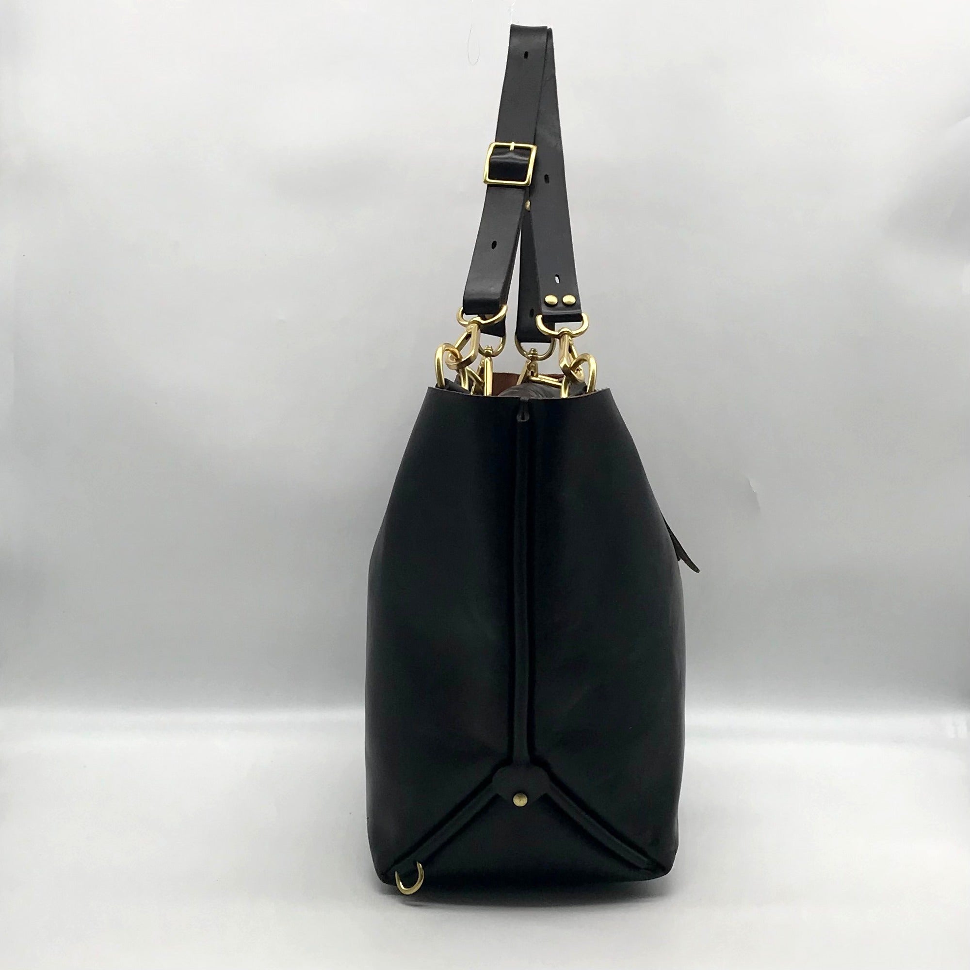 Form Function Form Black Horween Leather &amp; Animal Print Flap 3 Way Bag