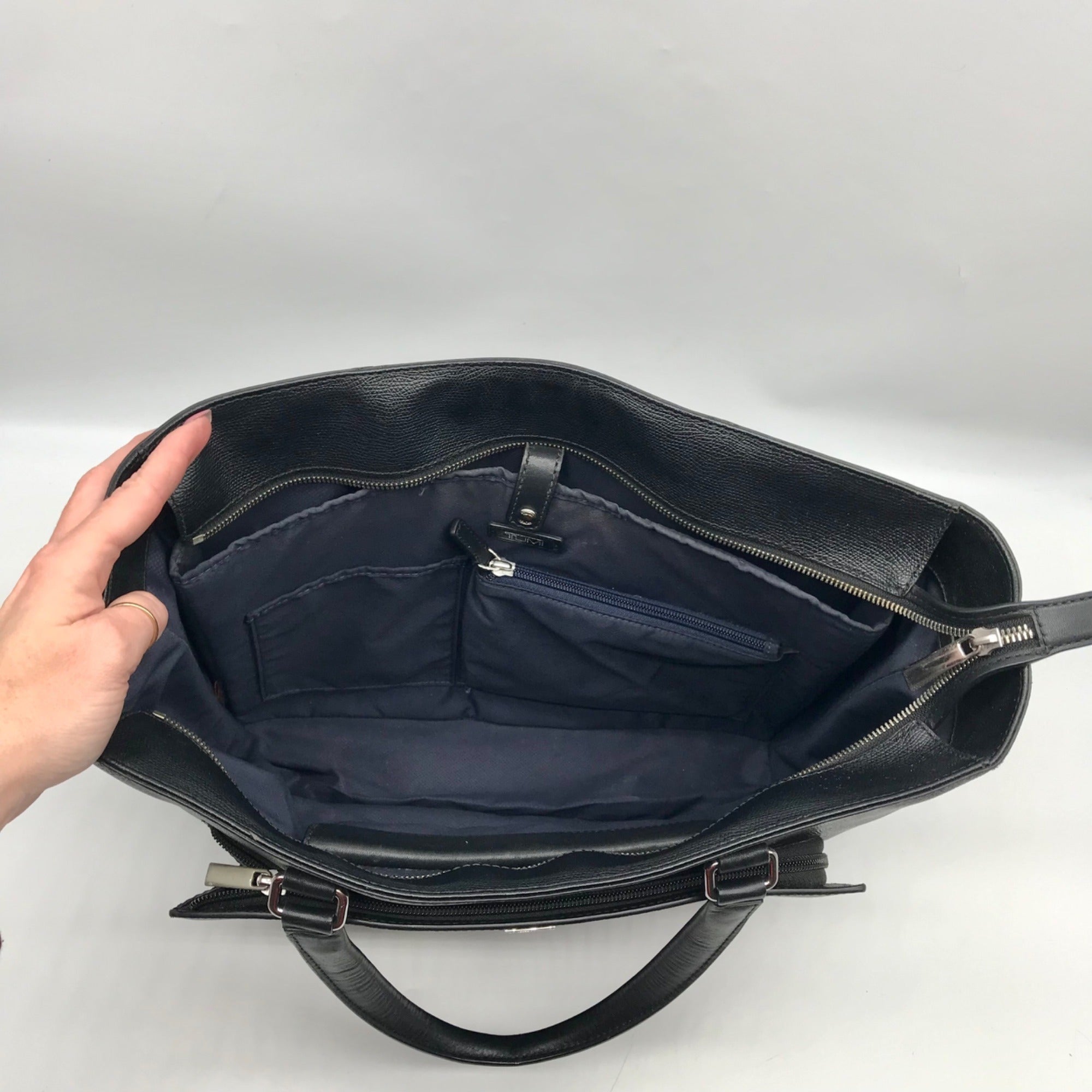 Tumi Black Leather Sinclair Camila Tote Bag