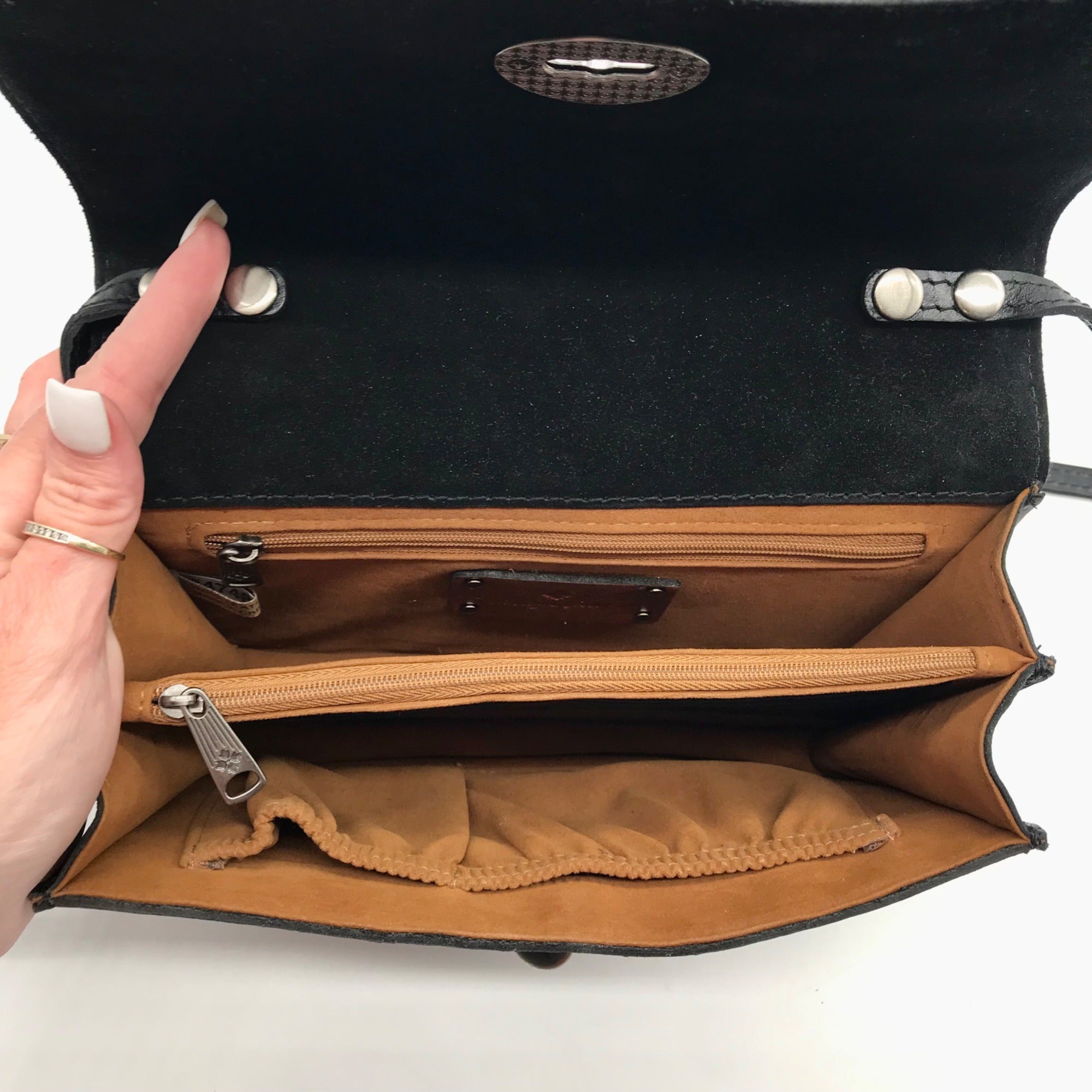 Patricia Nash Black Leather Livana Crossbody Bag