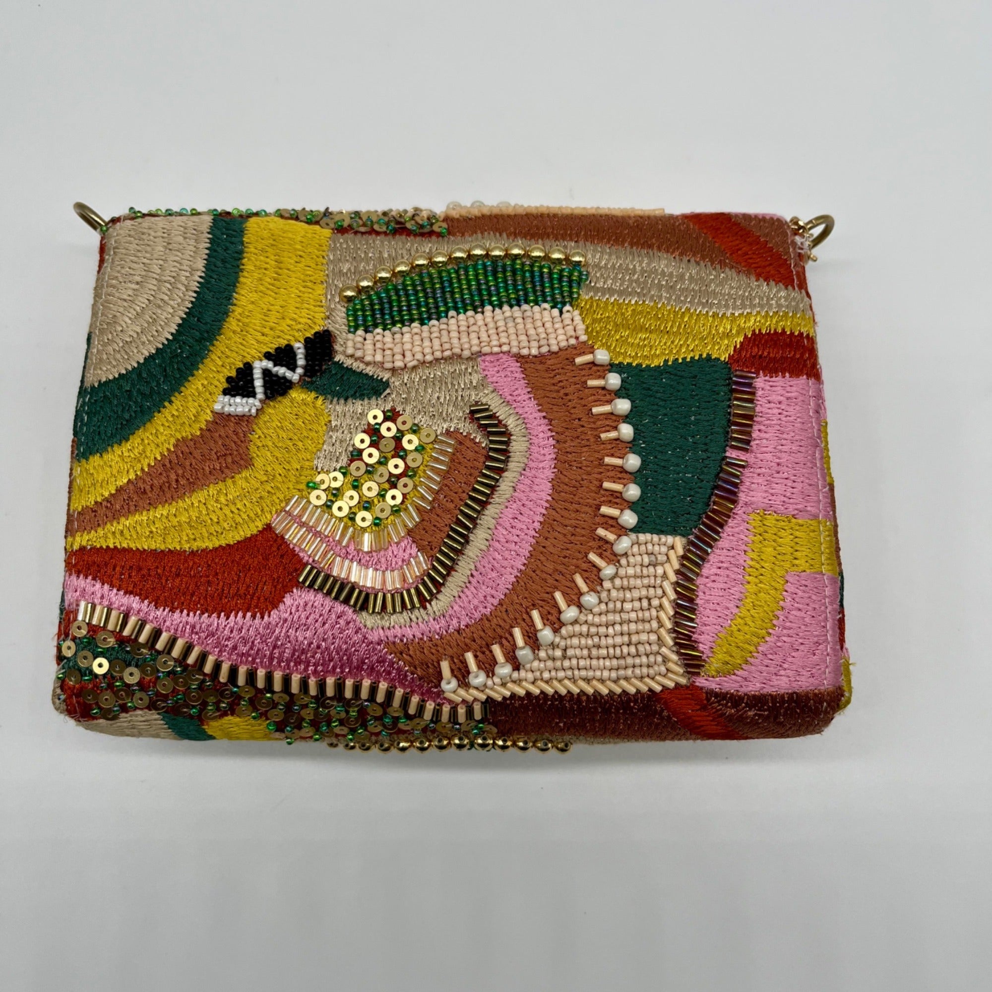 MMs Brands Beaded Flip-Over Clutch Purse