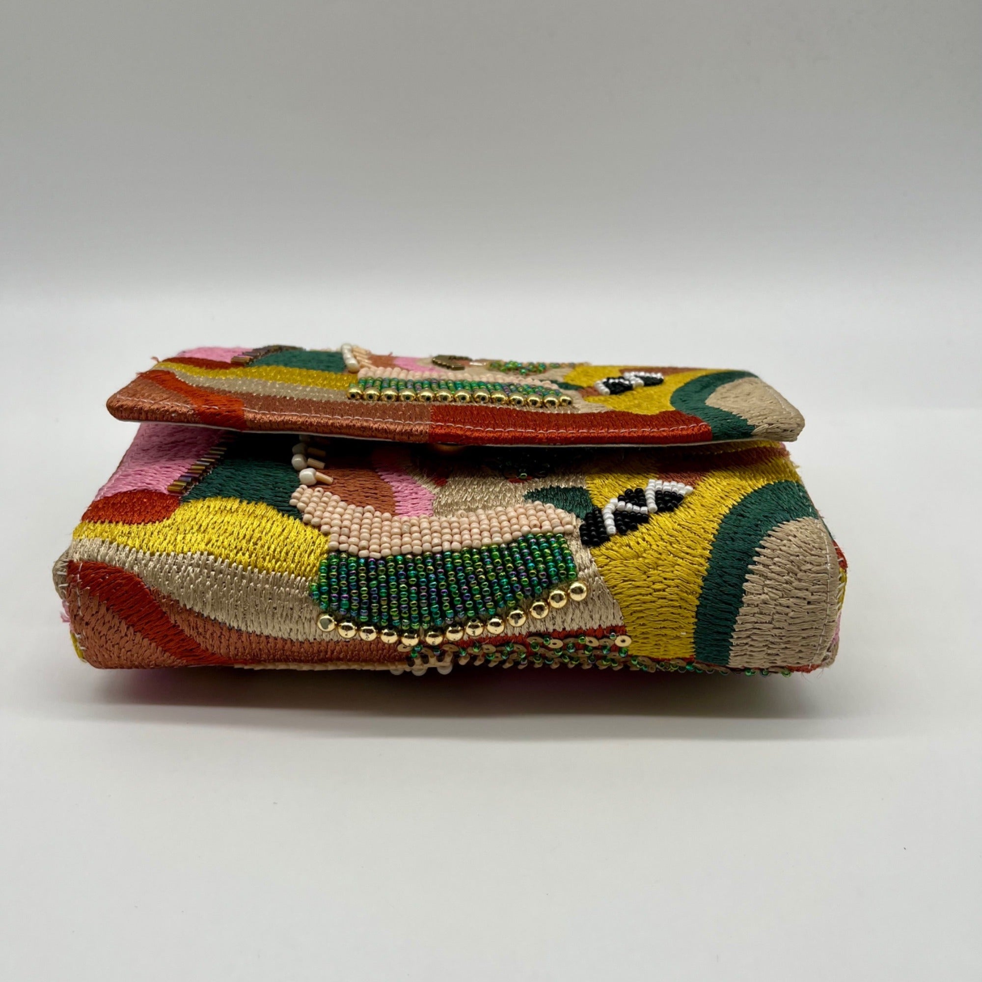 MMs Brands Beaded Flip-Over Clutch Purse