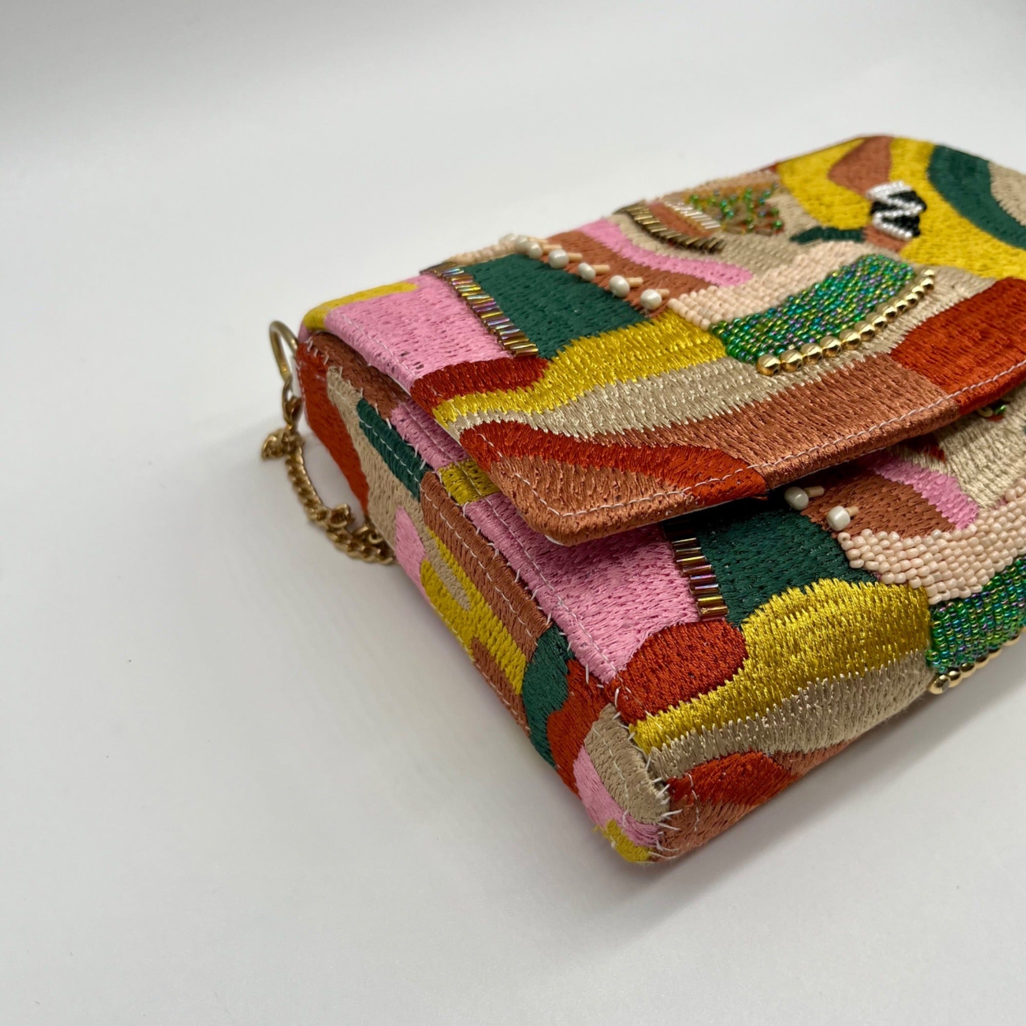 MMs Brands Beaded Flip-Over Clutch Purse