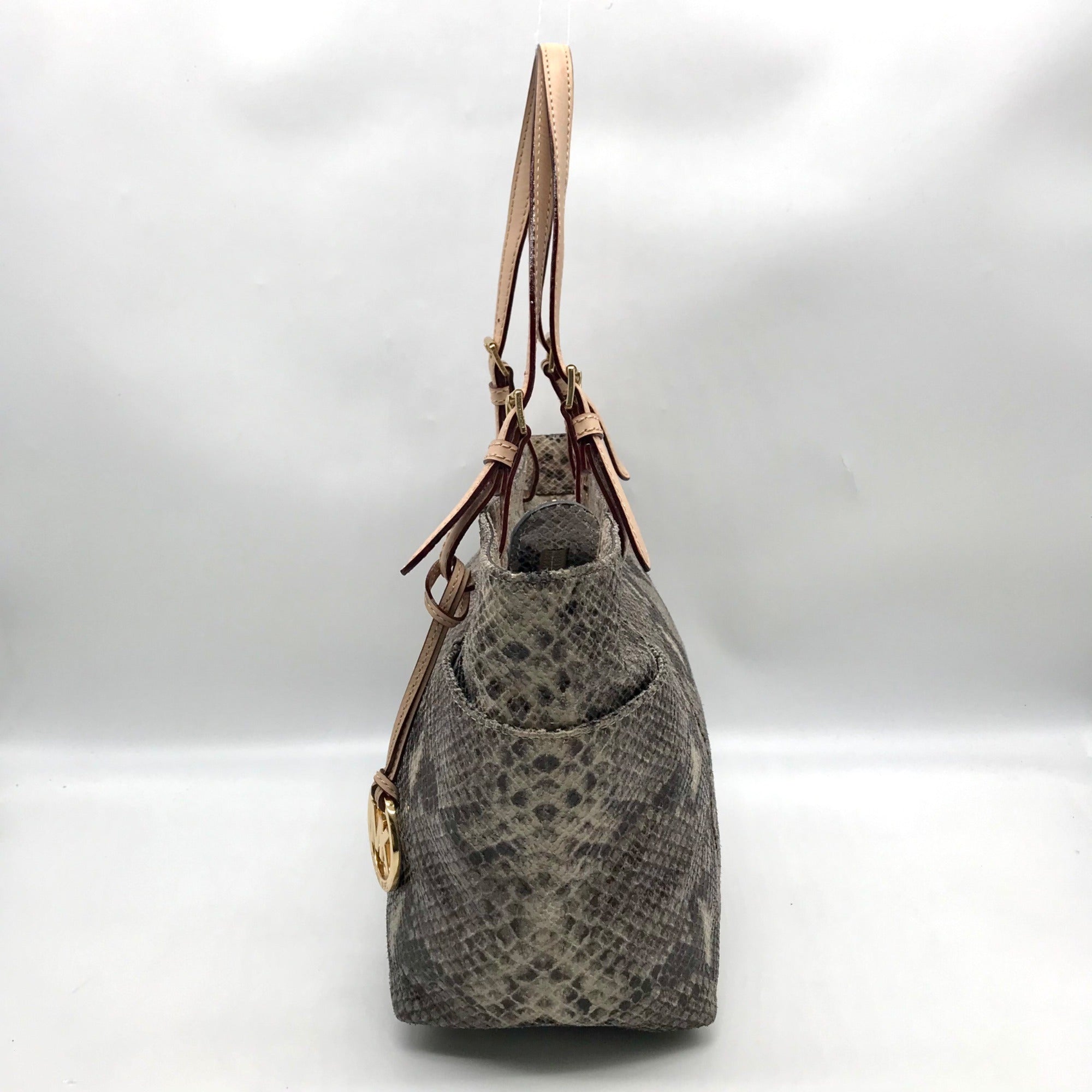 Michael Kors Gray Python Embossed Leather Shoulder Bag