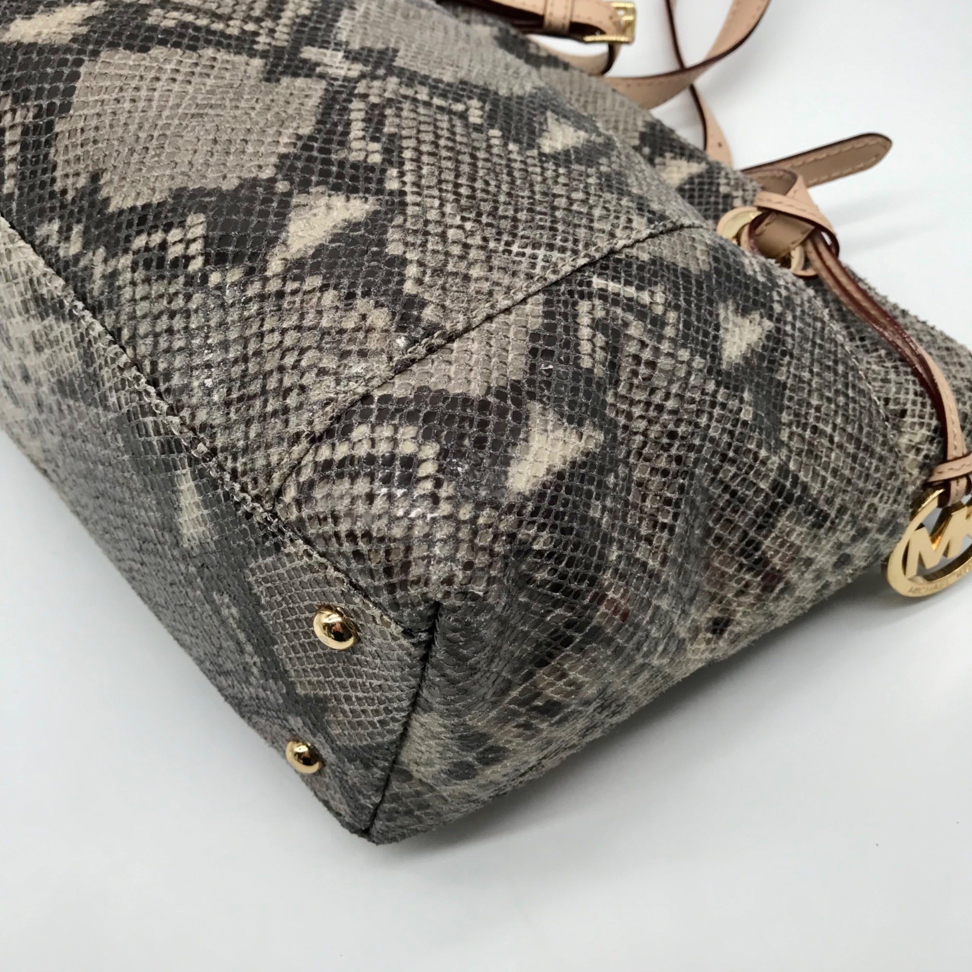 Michael Kors Gray Python Embossed Leather Shoulder Bag
