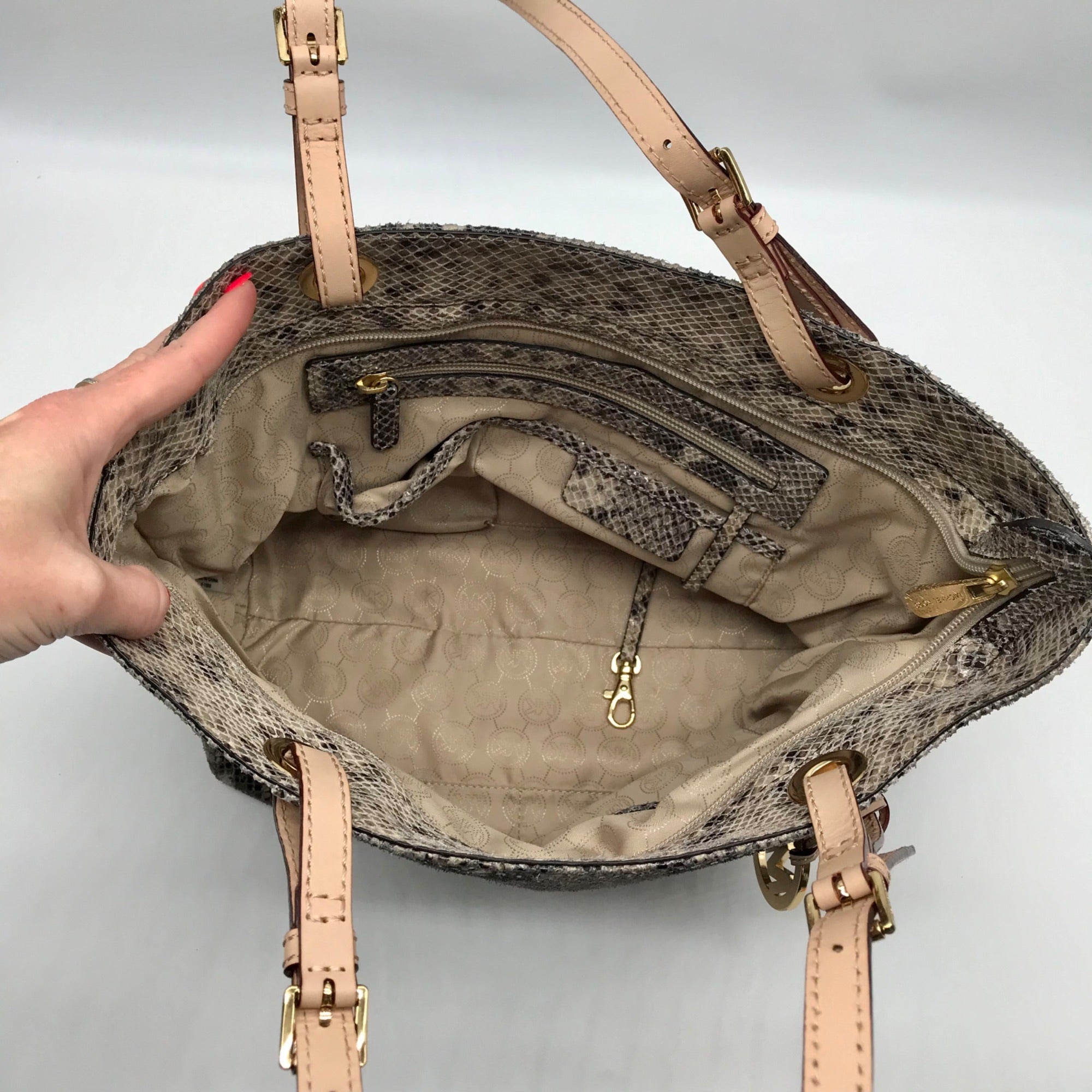 Michael Kors Gray Python Embossed Leather Shoulder Bag