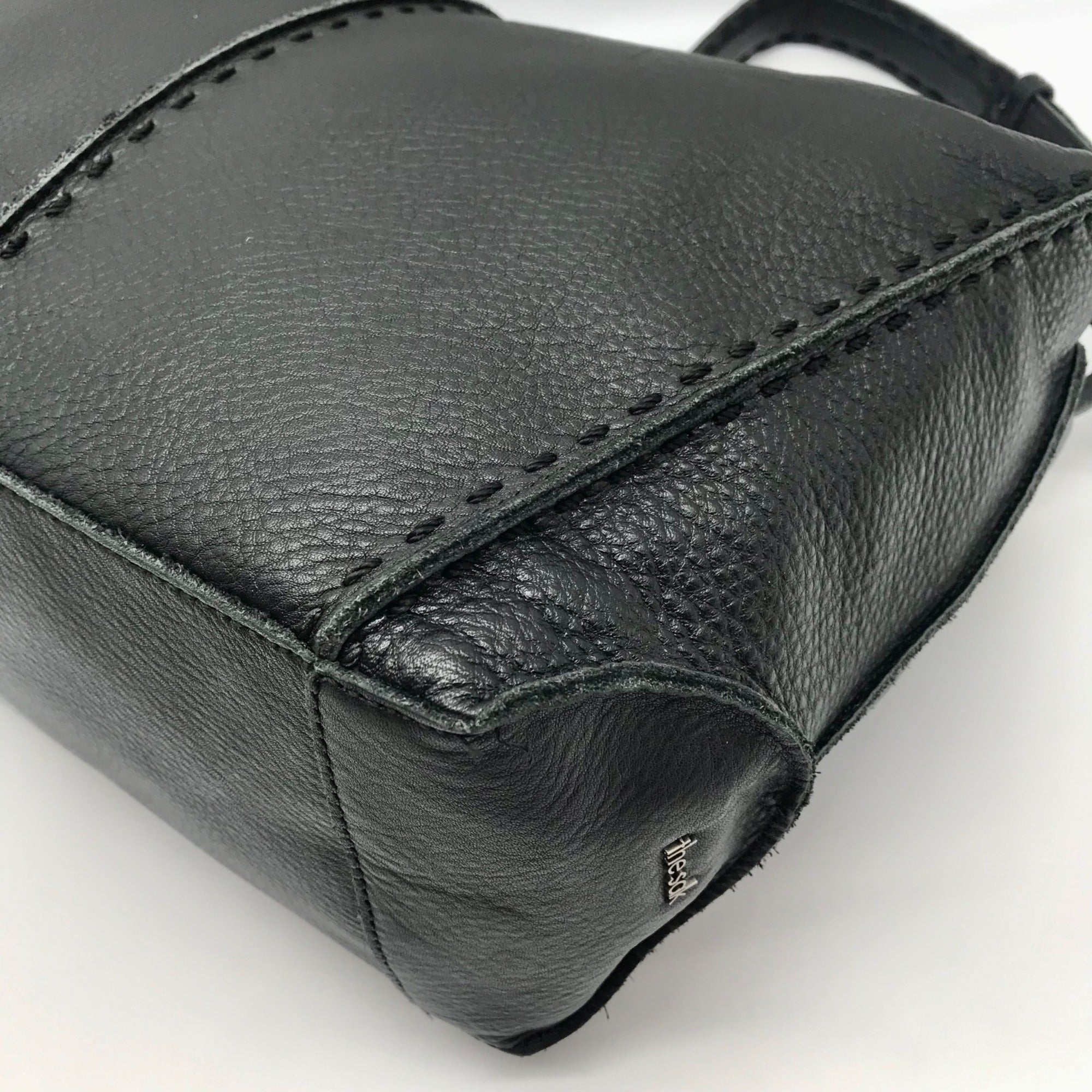 The Sak Black Pebbled Leather Medium Los Feliz Hobo Bag