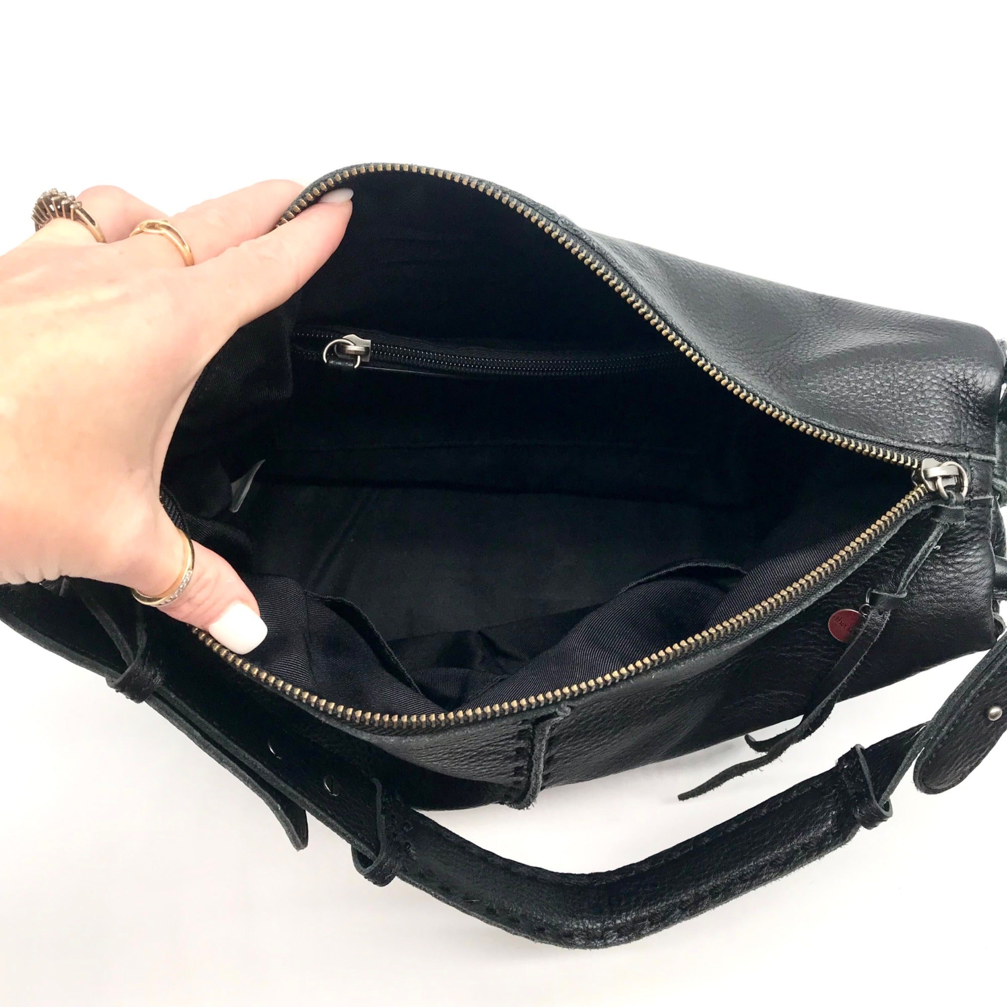 The Sak Black Pebbled Leather Medium Los Feliz Hobo Bag