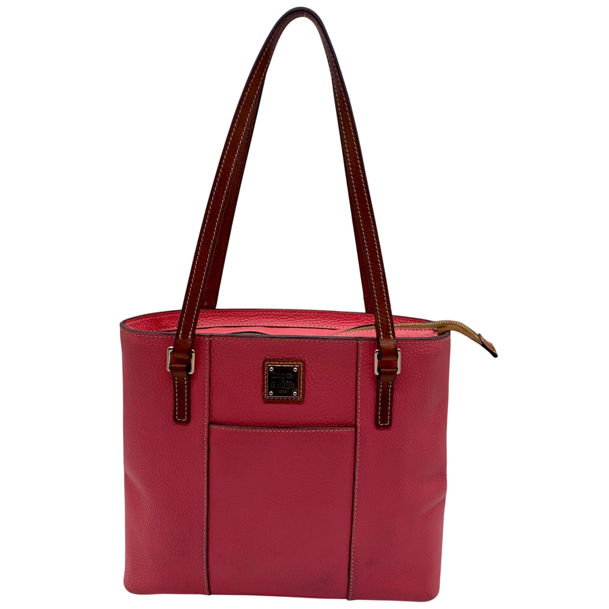 Dooney &amp; Bourke Pink Pebbled Leather Small Shopper Tote Bag
