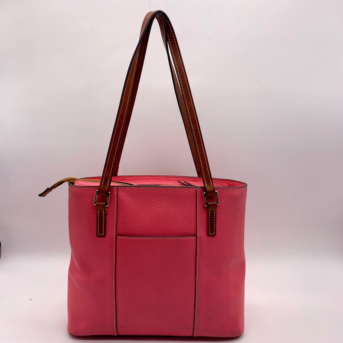 Dooney &amp; Bourke Pink Pebbled Leather Small Shopper Tote Bag