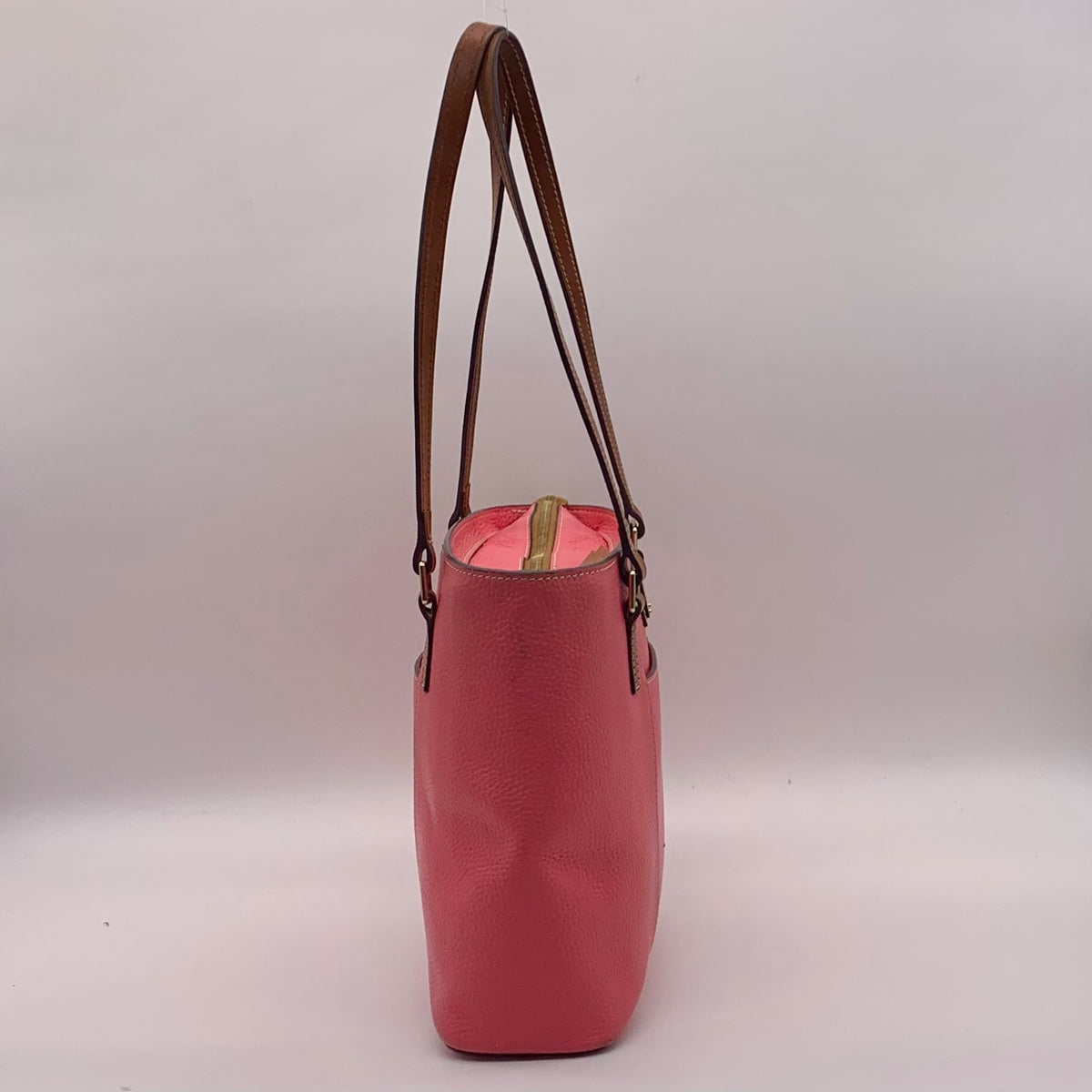 Dooney &amp; Bourke Pink Pebbled Leather Small Shopper Tote Bag