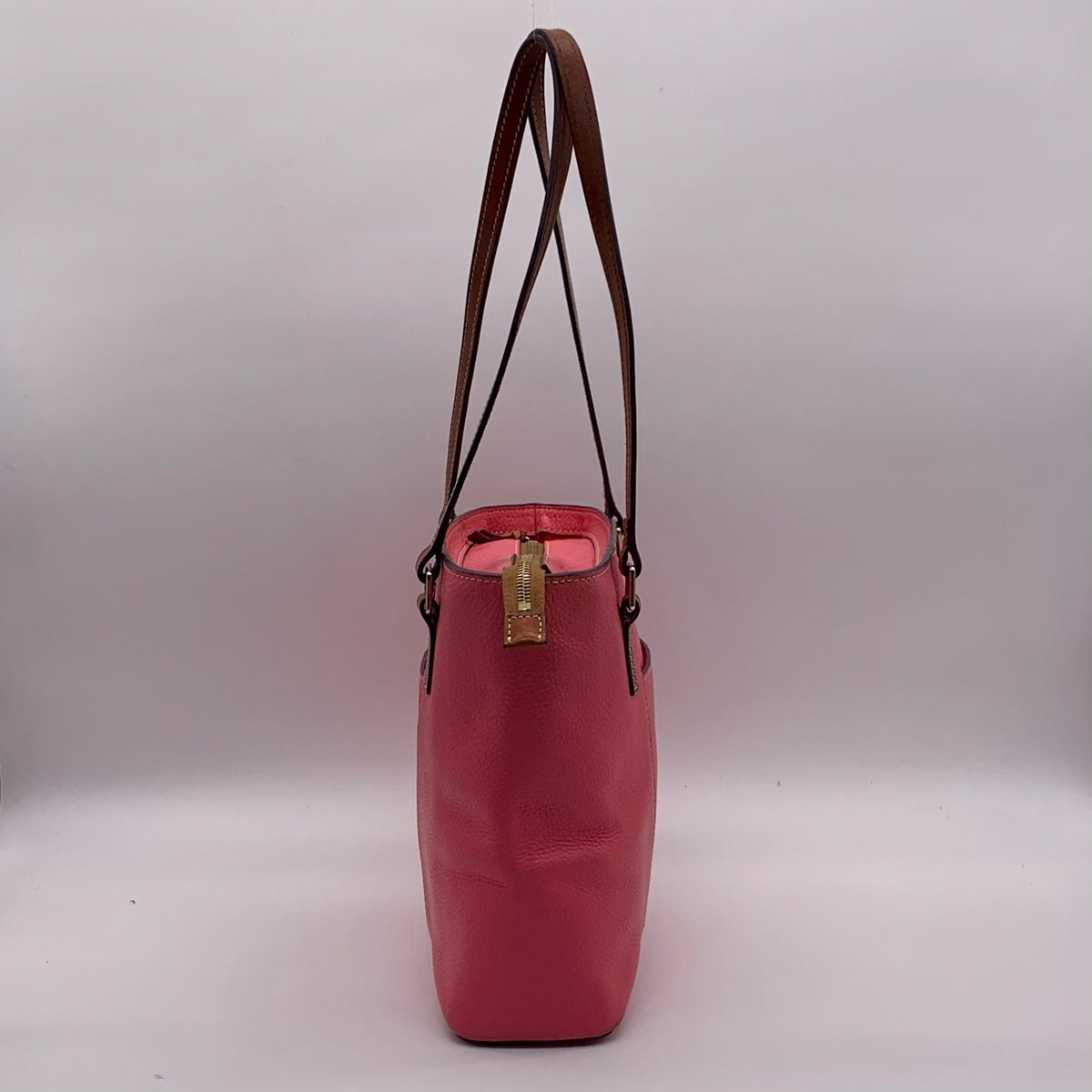 Dooney &amp; Bourke Pink Pebbled Leather Small Shopper Tote Bag