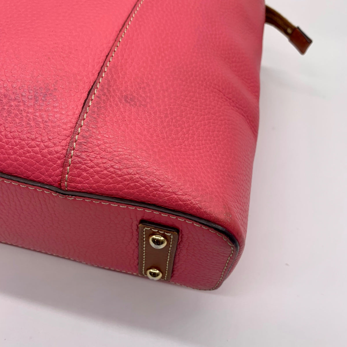 Dooney &amp; Bourke Pink Pebbled Leather Small Shopper Tote Bag