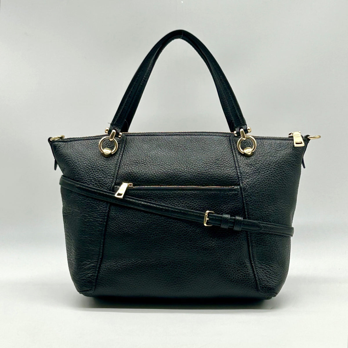 Coach Black Pebbled Leather Kacey Convertible Satchel Bag- C6229