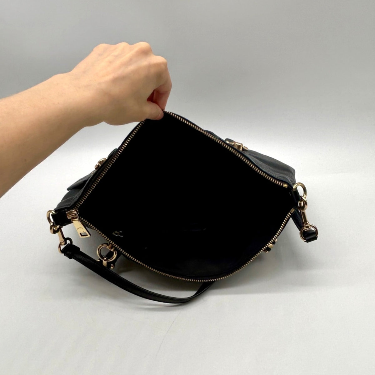 Coach Black Pebbled Leather Kacey Convertible Satchel Bag- C6229