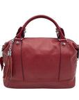Heshe Red Leather Satchel Bag