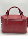 Heshe Red Leather Satchel Bag
