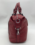 Heshe Red Leather Satchel Bag