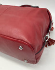 Heshe Red Leather Satchel Bag