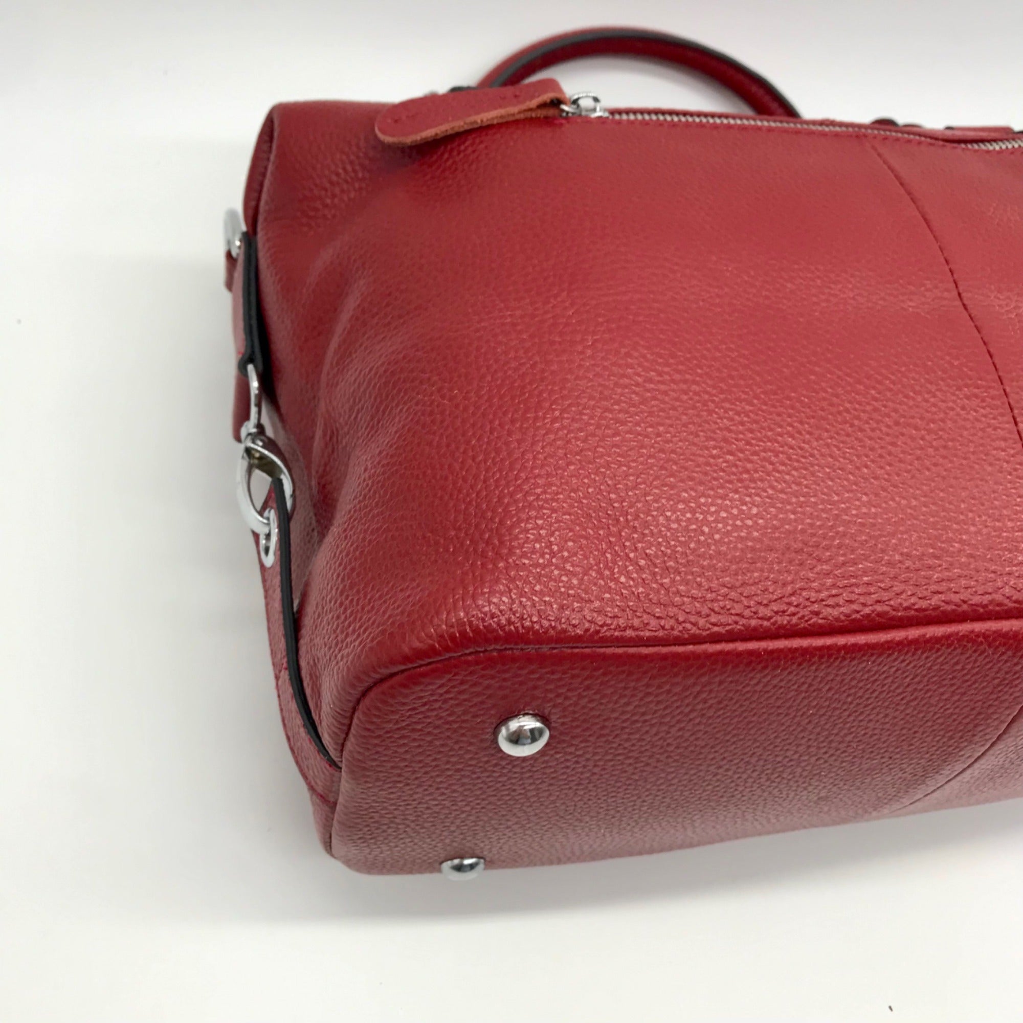 Heshe Red Leather Satchel Bag