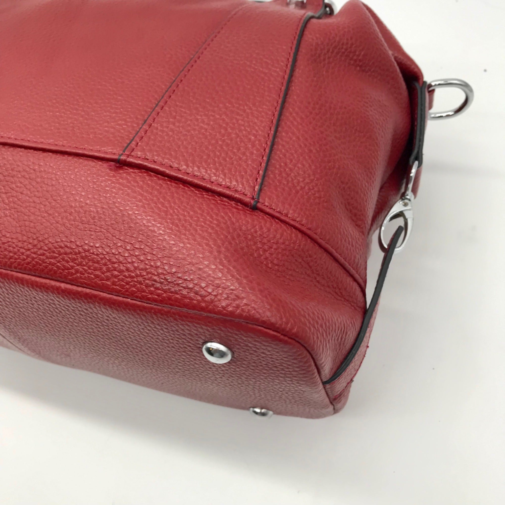 Heshe Red Leather Satchel Bag
