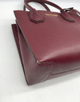 Michael Kors Burgundy Pebbled Leather Mercer Convertible Satchel