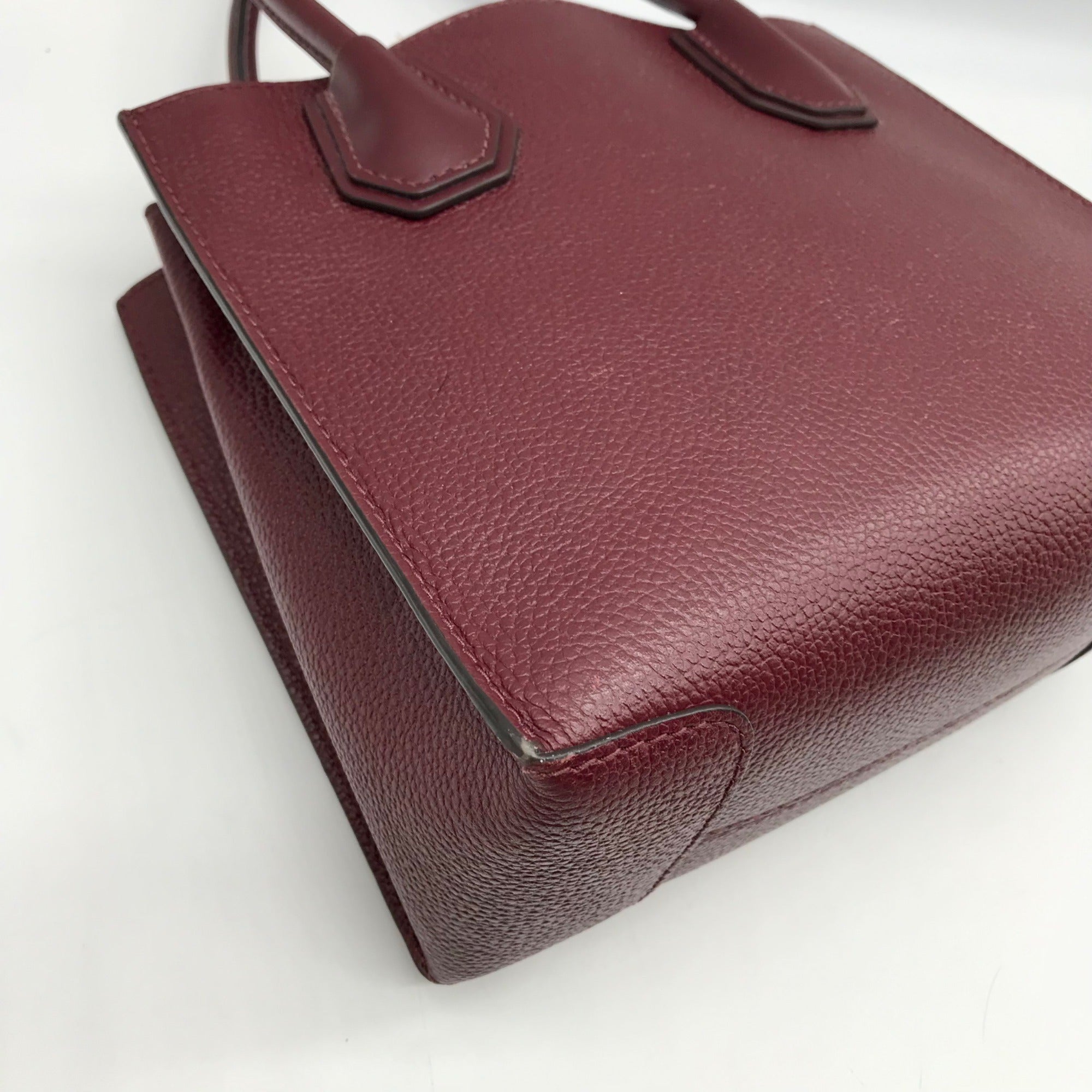Michael Kors Burgundy Pebbled Leather Mercer Convertible Satchel