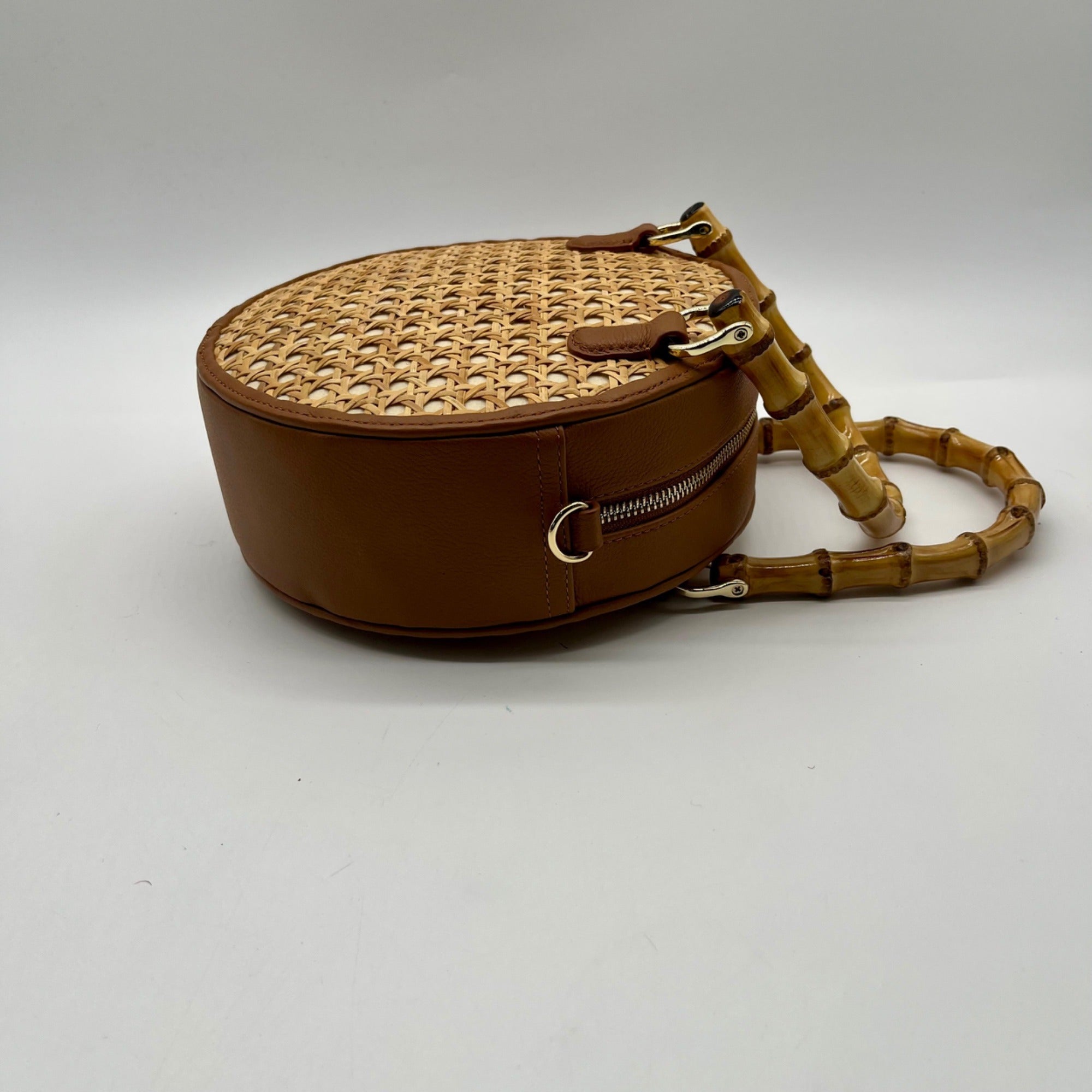 Talbots Tan And Brown Woven Rattan Handbag