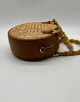 Talbots Tan And Brown Woven Rattan Handbag
