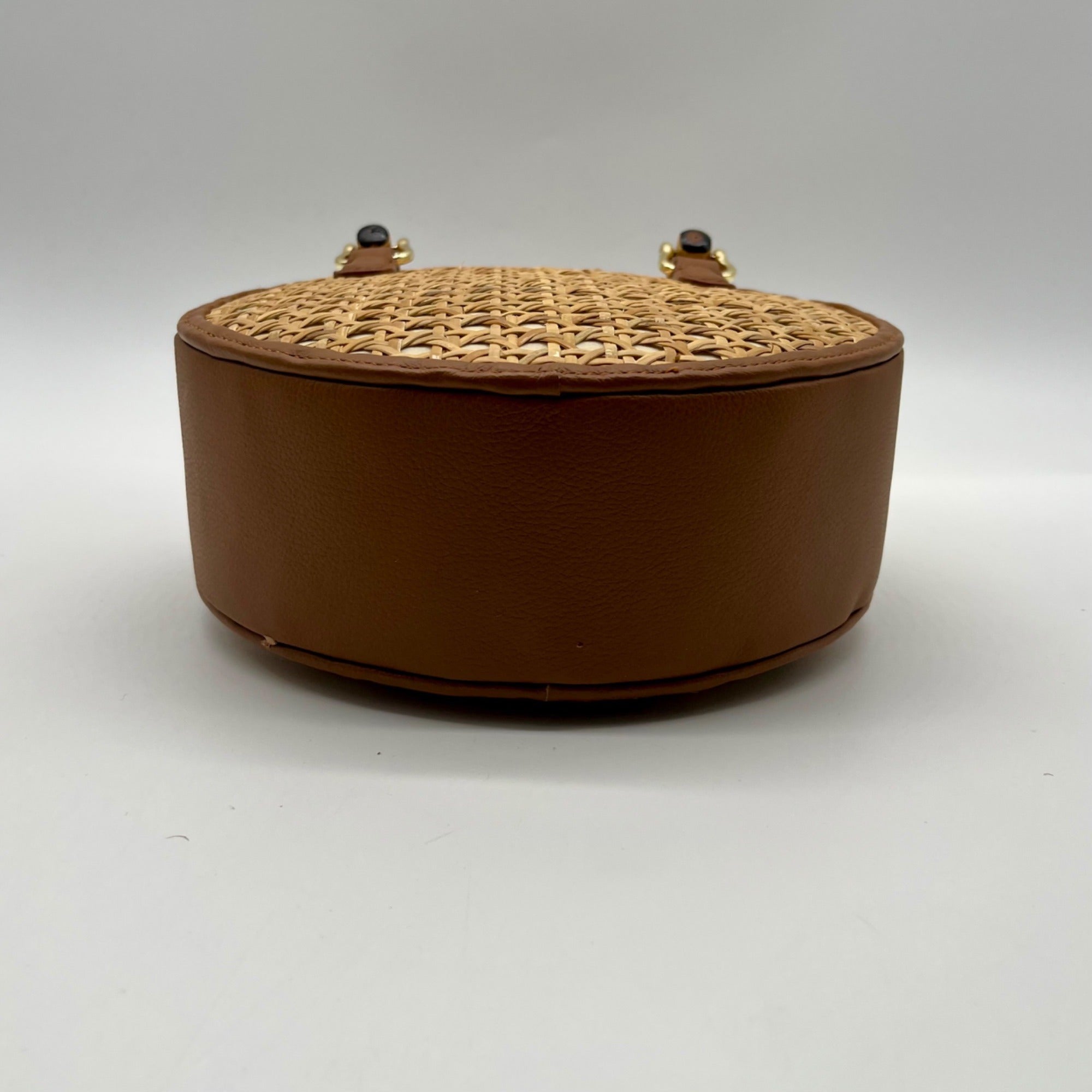 Talbots Tan And Brown Woven Rattan Handbag