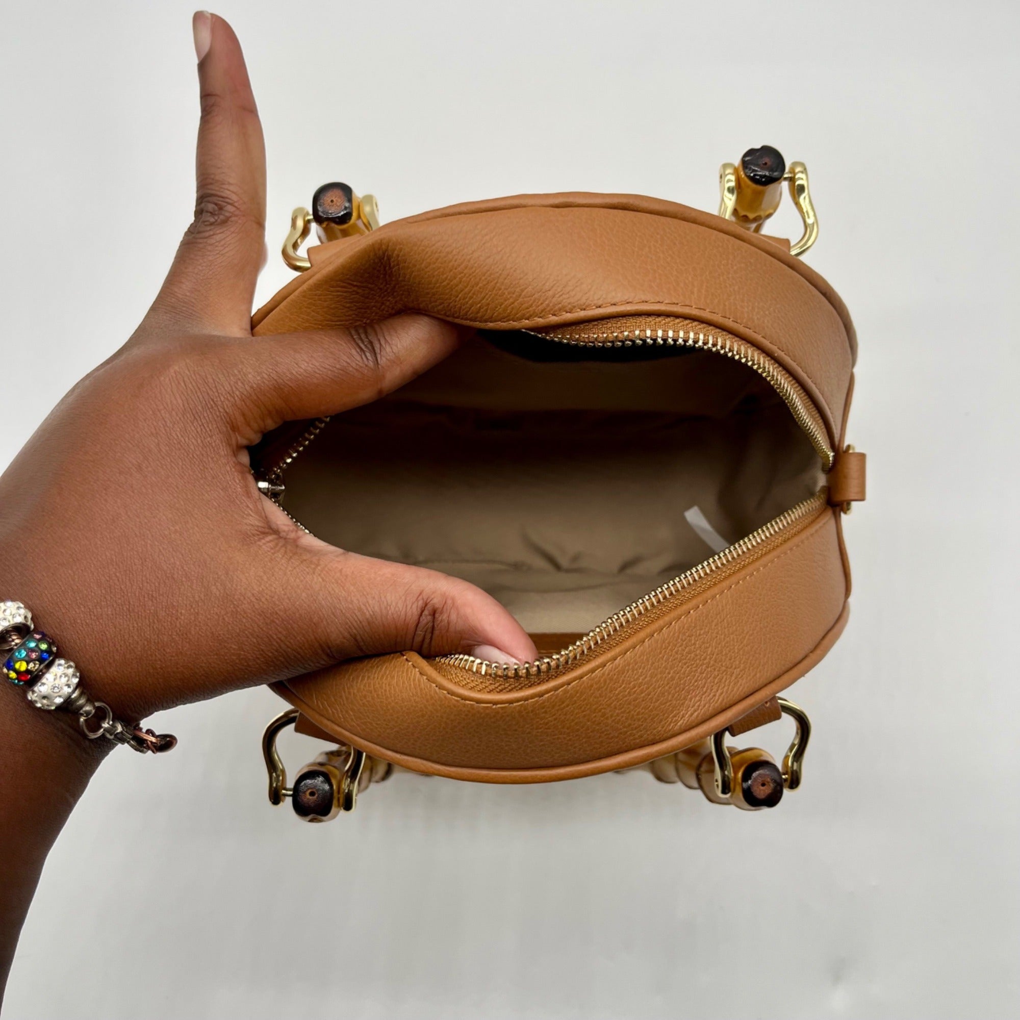 Talbots Tan And Brown Woven Rattan Handbag