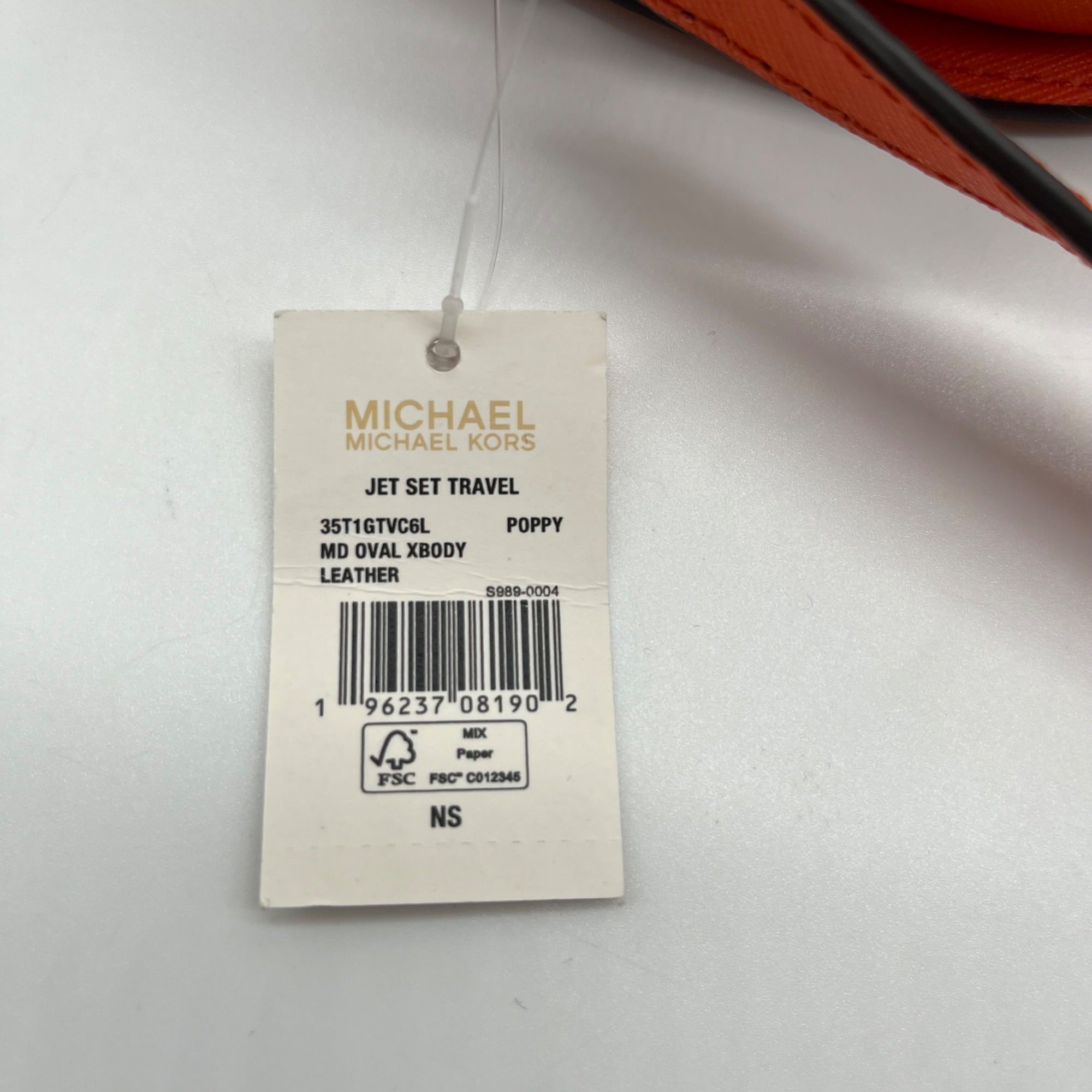 Michael Kors Orange Saffiano Leather Jet Set Poppy Travel Crossbody Bag