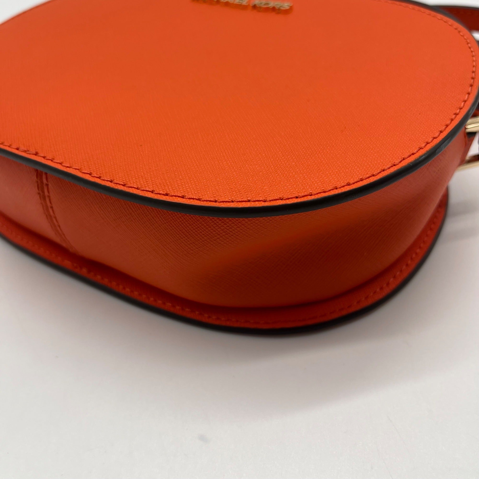 Michael Kors Orange Saffiano Leather Jet Set Poppy Travel Crossbody Bag