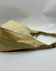 Brahmin Beige Crock-Embossed Leather Shoulder Bag