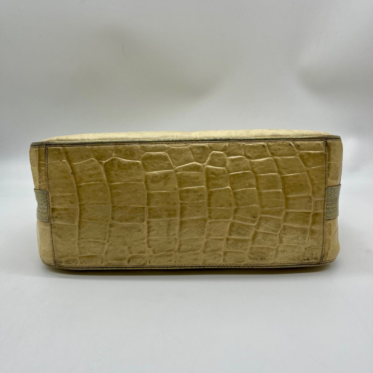 Brahmin Beige Crock-Embossed Leather Shoulder Bag