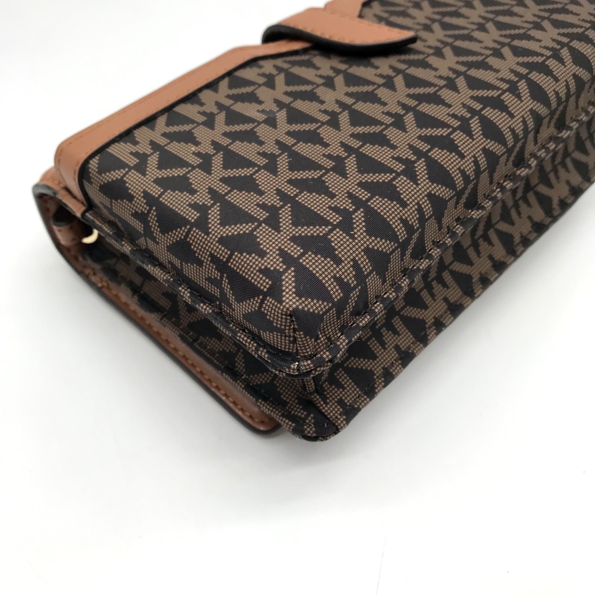 Michael Kors Brown/Acorn Nylon And Leather Logo Jet Set Crossbody Bag