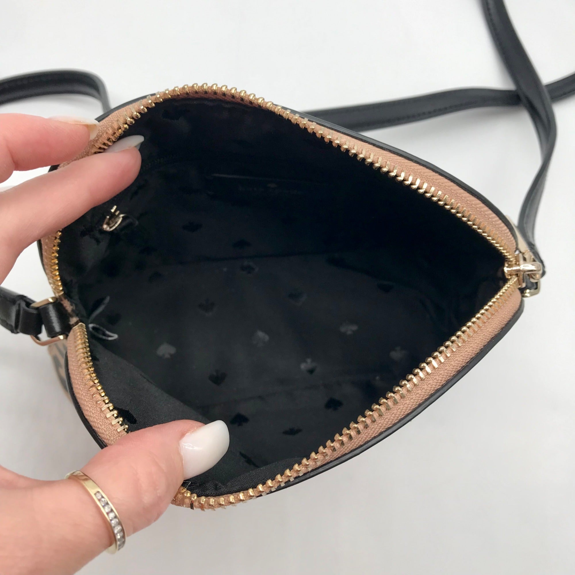 Kate Spade Tan &amp; Black Leather Kali Leopard Print Dome Crossbody