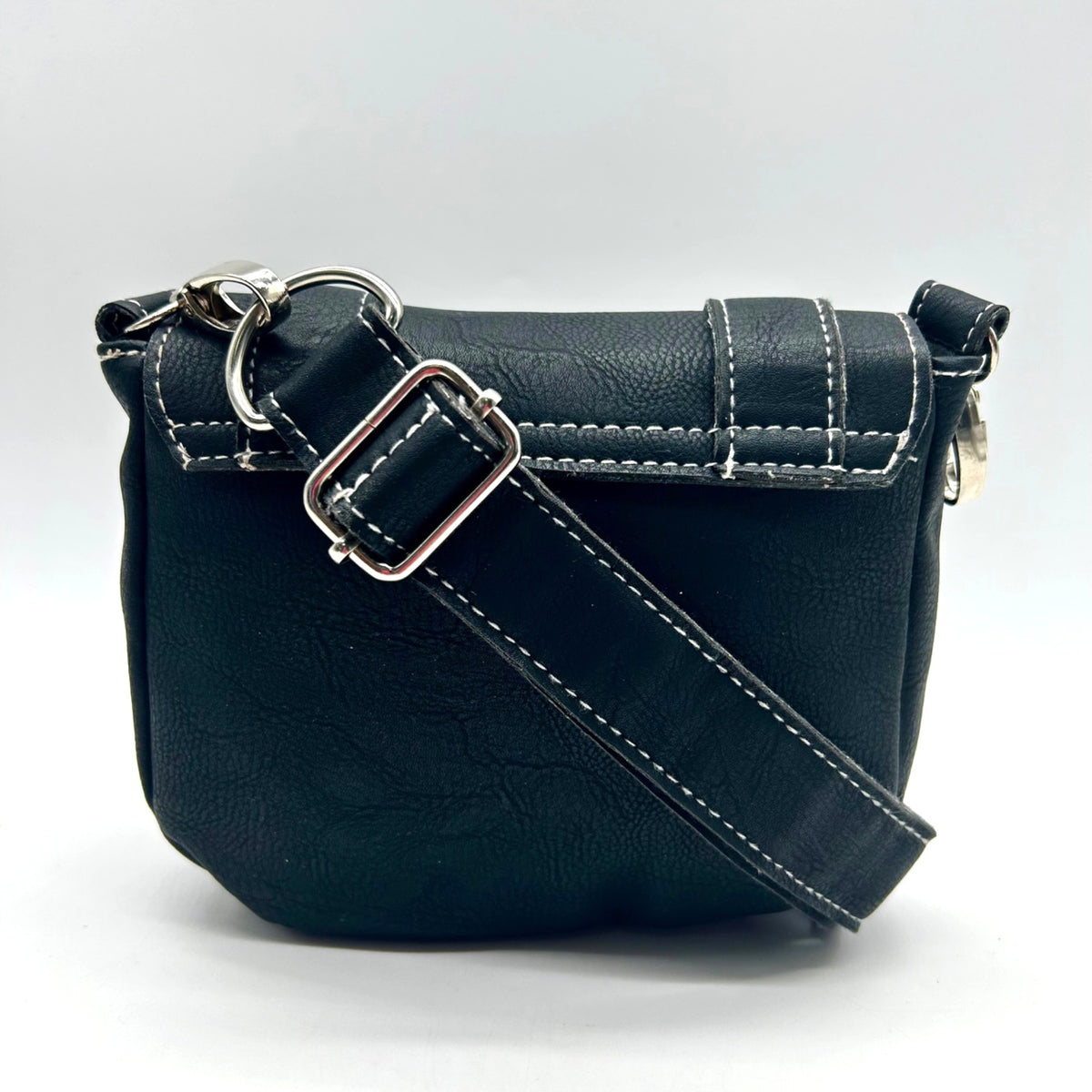 Unbranded Dark Grey Faux Leather Saddle Shoulder Bag