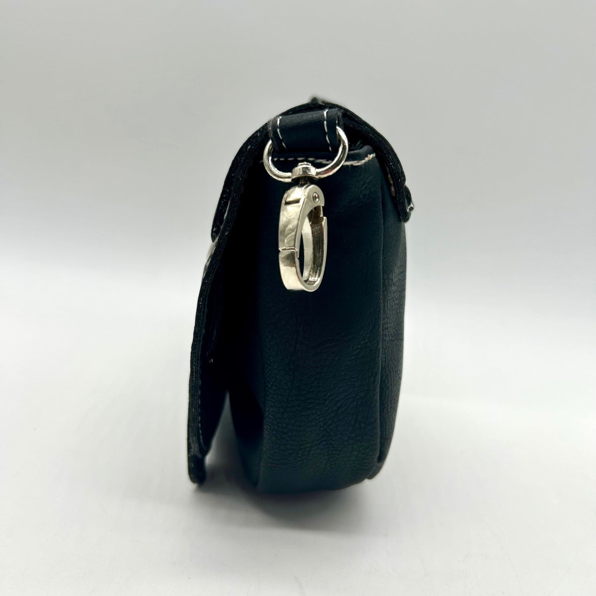 Unbranded Dark Grey Faux Leather Saddle Shoulder Bag