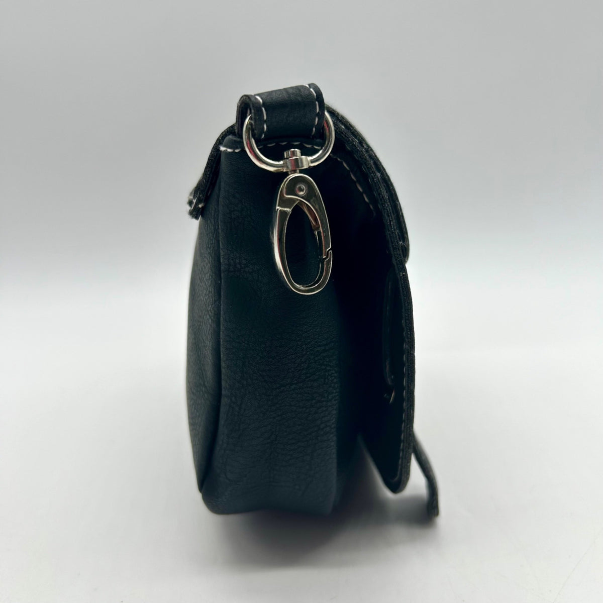 Unbranded Dark Grey Faux Leather Saddle Shoulder Bag