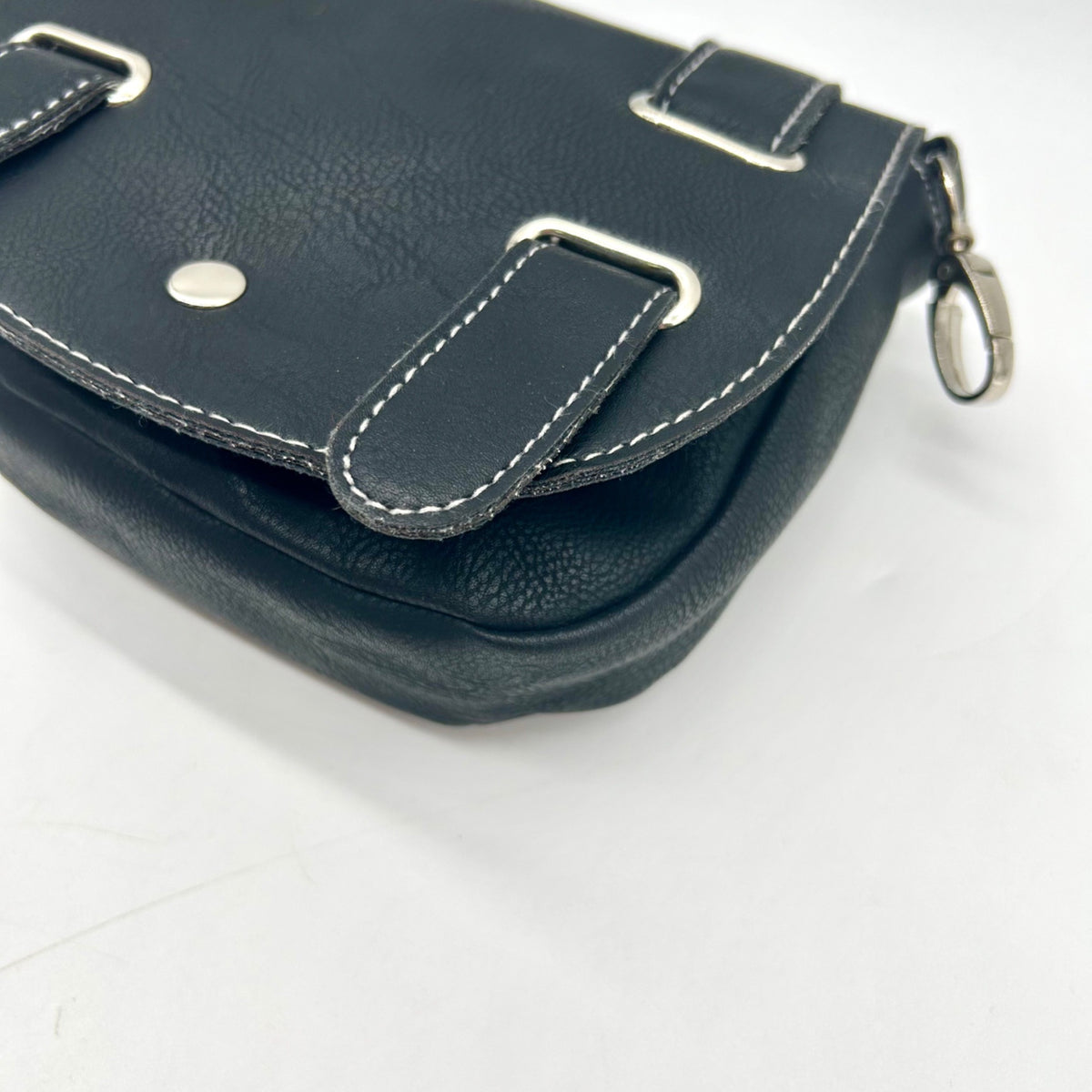 Unbranded Dark Grey Faux Leather Saddle Shoulder Bag