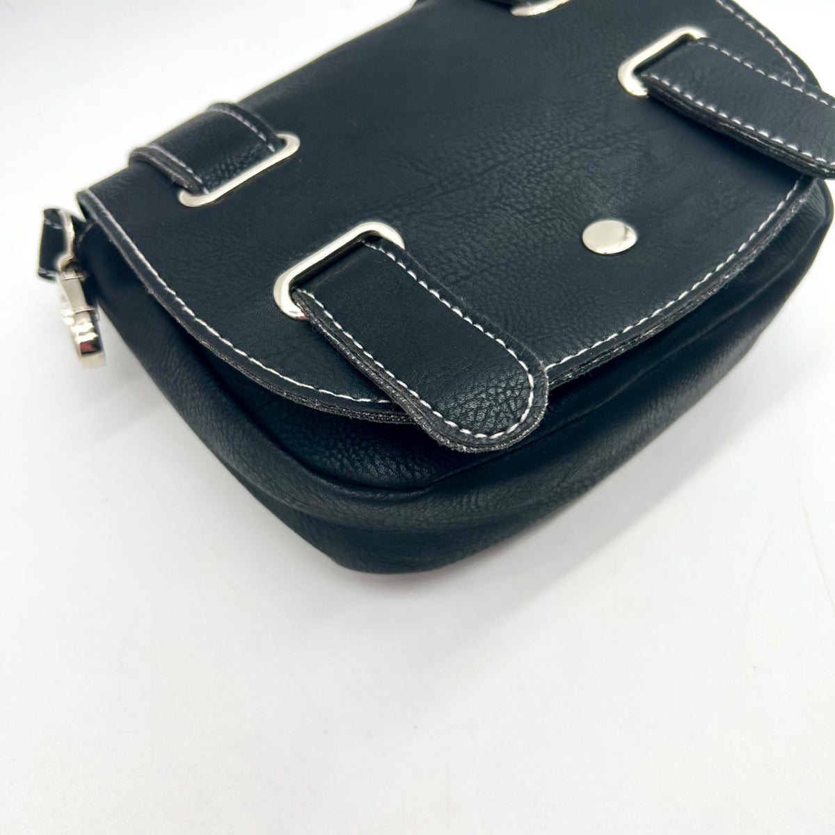Unbranded Dark Grey Faux Leather Saddle Shoulder Bag