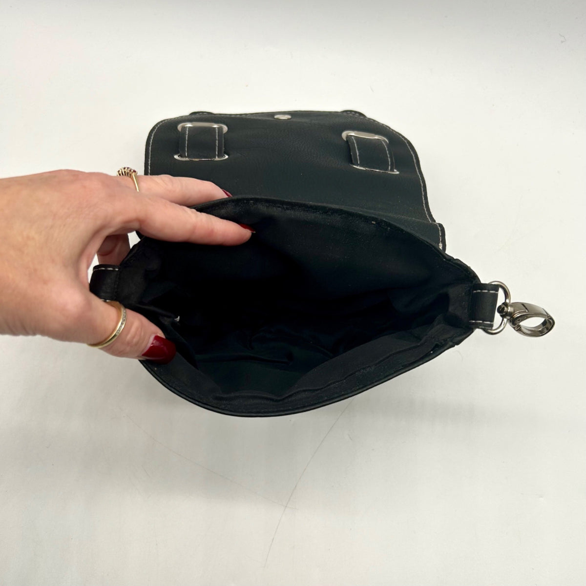 Unbranded Dark Grey Faux Leather Saddle Shoulder Bag