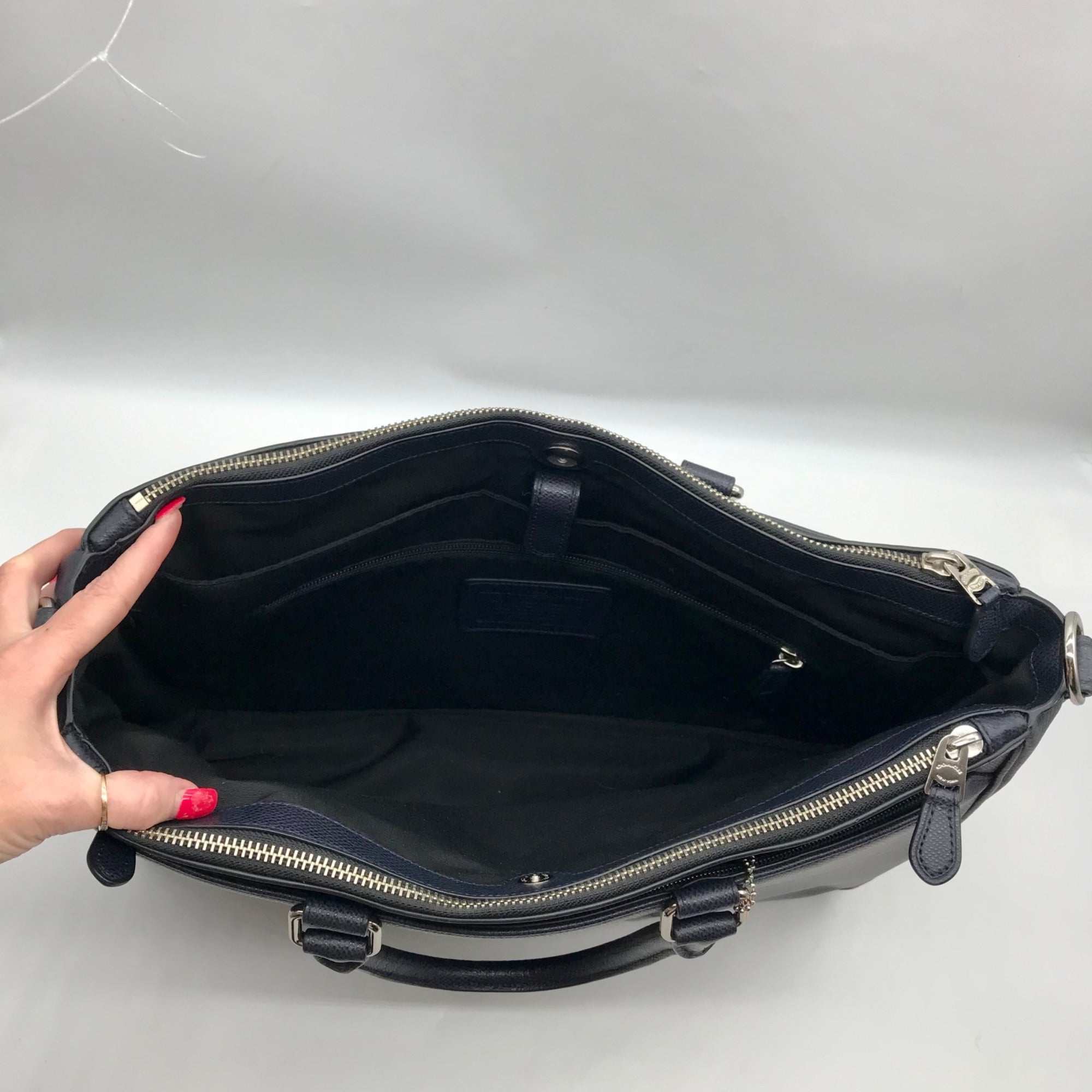 Coach Dark Blue Leather Metropolitan Convertible Brief Bag