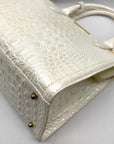 Brahmin White Croc Embossed Leather Caroline Convertible Satchel